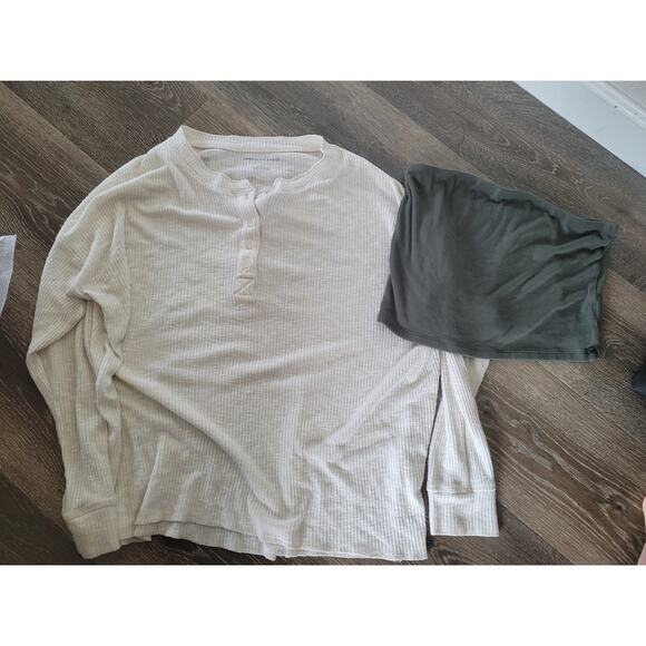 American Eagle Women's Shirt and Strapless Top size Medium Ribbed #14 - Picture 1 of 4